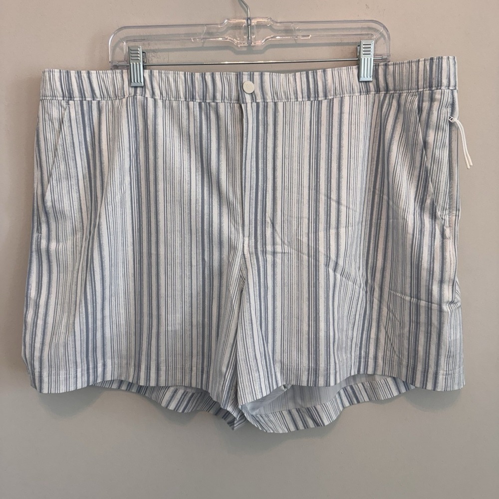 VRST Men's 5" Resort Short XXL Muted Denim Calm Stripe Slim Fit Boxer Liner NWT